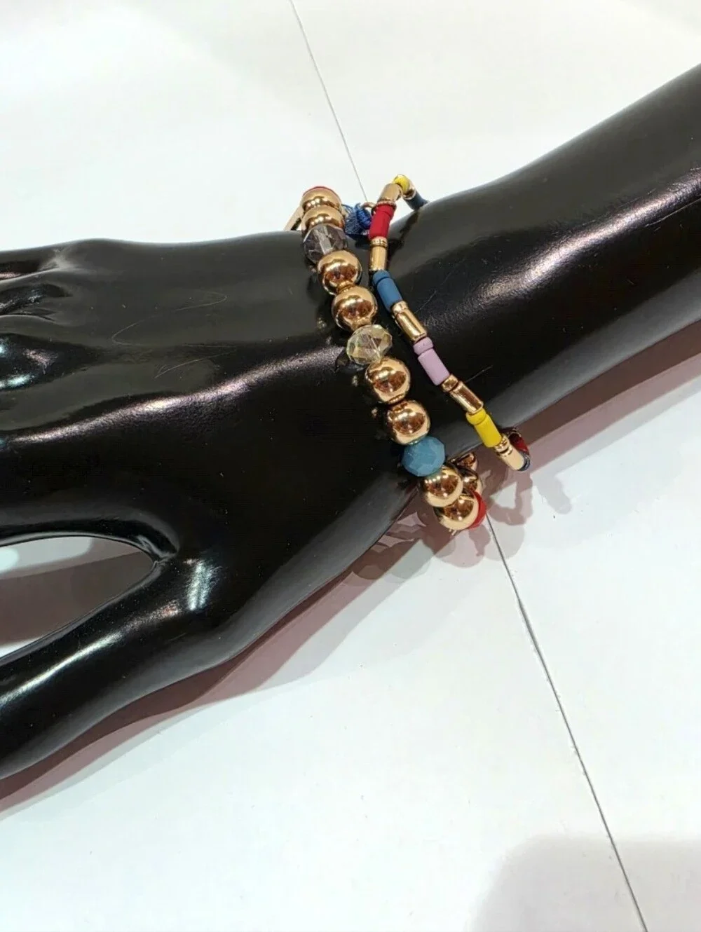 Boho Multicolor Beaded Bracelet Set Rainbow Tassel & Charm Wrist Layering